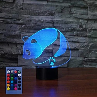 Afbeelding van Creatieve 3D Panda Nachtlampje USB Aangedreven Afstandsbediening Raak Schakelaar Decor Tafellamp 7/16 Kleur Veranderende LED Verjaardagscadeau Kinderen Cadeau Kerst Decoratie