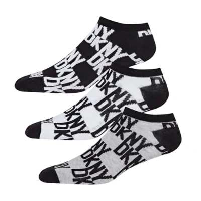 Afbeelding van Dames DKNY Trainer Sok, Low Cut Liners, Designer Katoen Enkelsokken, Pack van 3 paar, UK Maat 4 7 Gemengd Zwart/Wit/Grijs Marl Multi Pack, one Size, Zwart, size