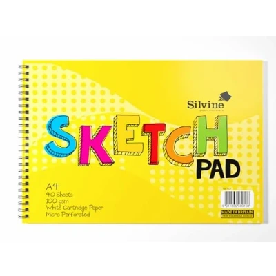Afbeelding van Silvine A4 draadgebonden schetsblok 40 vellen 100gsm glad wit cartridgepapier (210 x 297 mm), 407