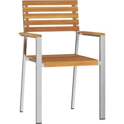 Afbeelding van vidaXL Stapelbare Tuinstoelen 2 stuks Massief Acaciahout en Staal