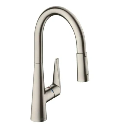 Afbeelding van hansgrohe Talis S Eengreeps keukenkraan (comforthoogte 200 mm, met uittrekbare douche en slangbox) roestvrijstalen afwerking