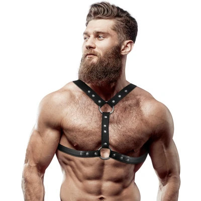 Afbeelding van FETISH SUBMISSIVE ATTITUDE ECO LEATHER CHEST HARNESS WITH DOUBLE SUPPORT AND STUDS FOR MEN