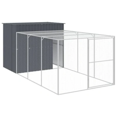 Afbeelding van vidaXL Hondenhok met ren 214x457x181 cm gegalvaniseerd staal antraciet