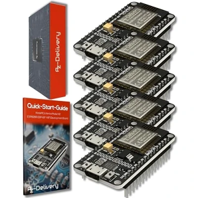 Afbeelding van AZDelivery 5 x NodeMCU Amica Modul V2 ESP8266 ESP 12E Wifi Development Board met CP2102 compatibel Arduino Inclusief E Book!
