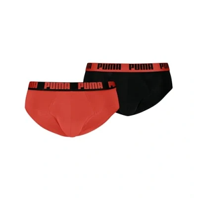Afbeelding van Puma MEN Everyday Briefs 2 PACK Slip, Heren, Maat: Large, Red fire/black