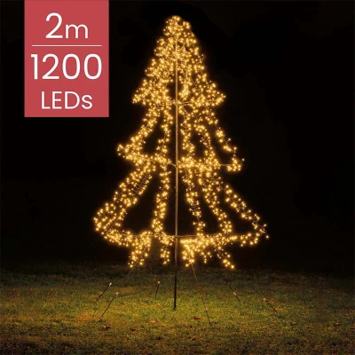 Afbeelding van Buiten Kerstboom met 1200 LED lampjes warm wit 200CM