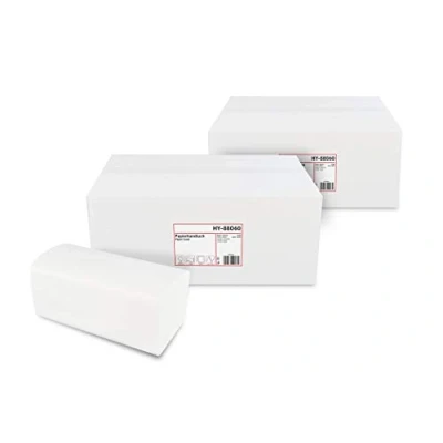 Afbeelding van Hypafol Papieren handdoeken voor dispensers, wit, 2 laags, 24 x 21 cm, 8000 vellen verpakt tot 32 250 vellen, praktische V vouw handdoekdispensers in toiletten, kantoren, praktijken en studio&#039;s