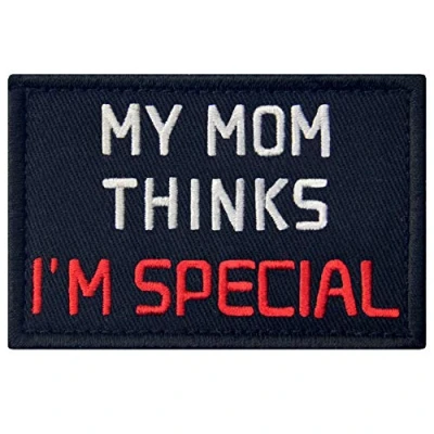 Afbeelding van My Mon Thinks I Am Special Patch Grappige Biker Geborduurde Applique Fastener Hook &amp; Loop Embleem