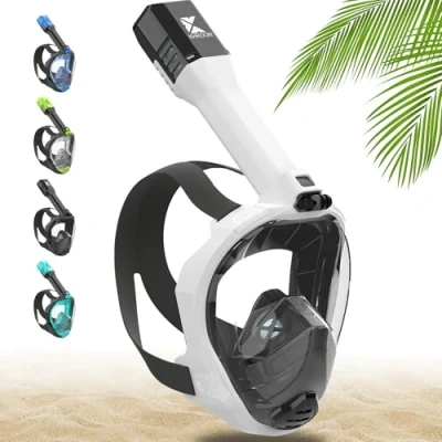 Afbeelding van Khroom Seaview Pro snorkelmasker voor volwassenen, volgelaatsmasker, voorgesteld in de grot van leeuwen, ons beste CO2 veilige duikmasker om te snorkelen, (L/XL,