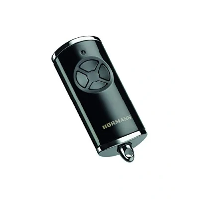 Afbeelding van Hörmann Handzender HSE 4 BS (frequentie 868 MHz, garagedeuraandrijving met chromen doppen, batterijen, afmetingen 28x70x14 mm, incl. sleutelring) 4511561, zwart hoogglans