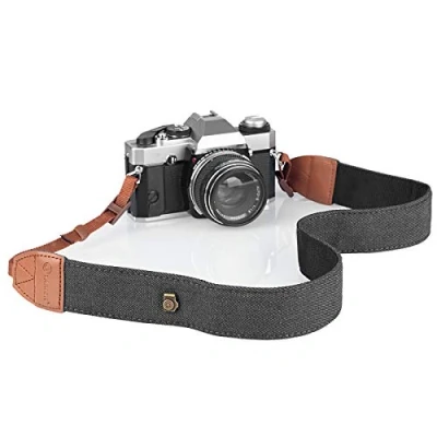 Afbeelding van TARION Verstelbare camerariem voor spiegelreflexcamera DSLR SLR schouderriem leer camera compatibel met Leica Canon Nikon Sony Fuji Olympus (zwart denim), Zwart Denim, L