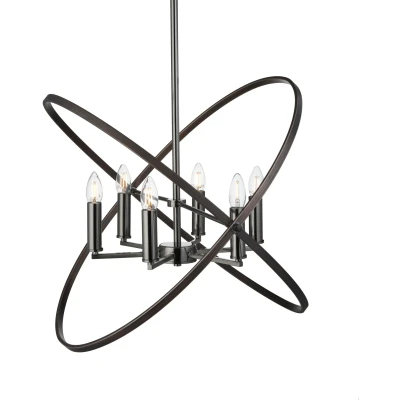 Afbeelding van Searchlight Zwarte klassieke hanglamp Hoopla 6 lichts 8246 6PW