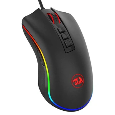 Afbeelding van Redragon M711 pc gamingmuis, bekabelde muis, 7 programmeerbare knoppen, aanpasbare RGB verlichtingsmuis, 10.000 dpi, ergonomische lichte muizen, voor laptop, desktop, (zwart)