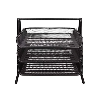 Afbeelding van TIPTOP OFFICE TTO 404267 brievenbakje van draadmetaal, 3 delig, zwart, 278 x 275 350 mm