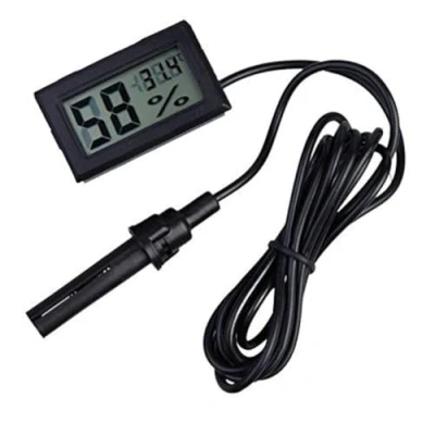 Afbeelding van ARCELI 2 in 1 Digitale LCD Ingebouwde Thermometer Hygrometer met Externe voor Reptiel Incubator Aquarium Gevogelte Zwart