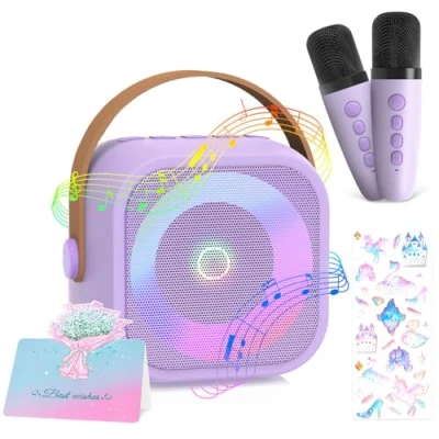 Afbeelding van TAVADA Microfoon Karaoke Speelgoed,Bluetooth Machine met 2 Draadloze Microfoons,Karaoke voor Kinderen,Mini Karaokemachine 3 12 Jaar Oude Meisjes Verjaardagscadeaus
