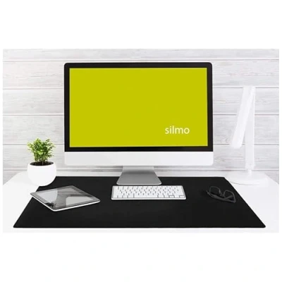 Afbeelding van Silmo Muismat Grootte XX Large (900 x 600 mm, Mouse Pad Design: Zwart, Genaaide Rand, voor Bureau en Gaming, Mousepad Antislip rubberen basis
