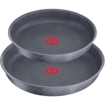 Afbeelding van Tefal Ingenio Set van 2 pannen + afneembare handgreep, inductie, antiaanbaklaag, stapelbaar, vaatwasmachinebestendig, gemaakt in Frankrijk, Natural On L7669353, grijs