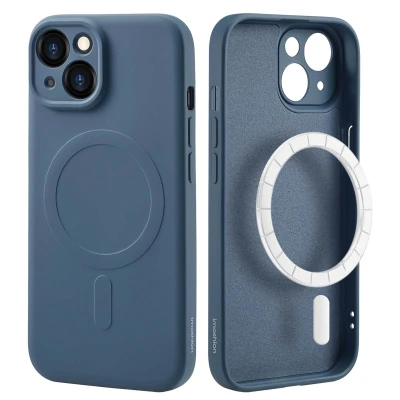 Afbeelding van Apple iPhone 15 MagSafe Hoesje Siliconen en TPU (zacht) iMoshion Backcover/Softcase Donkerblauw Telefoonhoesje