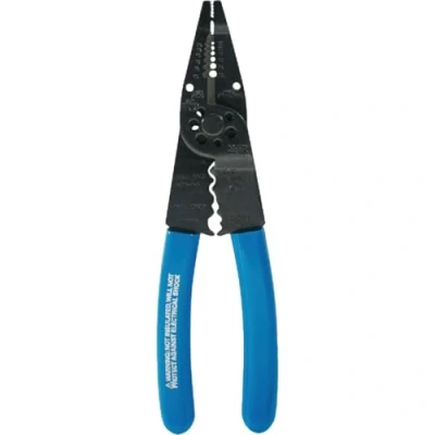 Afbeelding van Lange Neus Wire Cutter, Crimper, Stripper en Bolt Cutter Multi Tool,Blauw/Zwart, 8 Inch Klein Gereedschap 1010