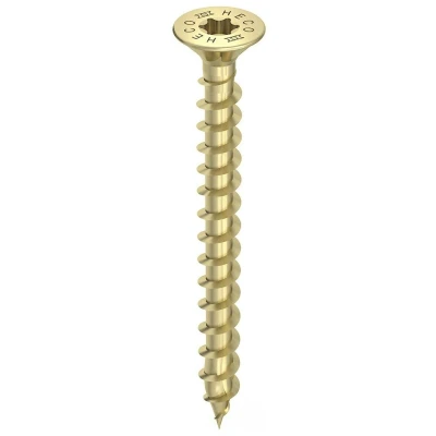Afbeelding van HECO TOPIX Plus spaanplaatschroeven 6x45mm platkop geel verzinkt voldraad HD 30 61021 (Per 200 stuks)