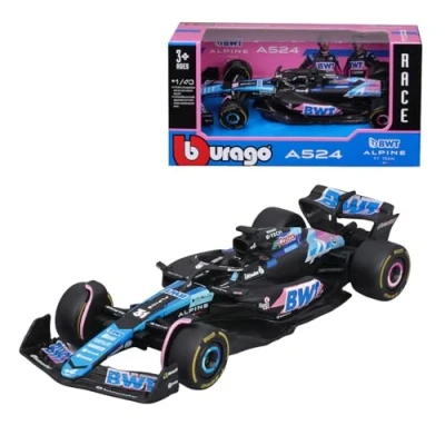 Afbeelding van Bburago Formule 1 Alpine A524 Japan versie (2024): modelauto op schaal 1:43, speciaal model, van chauffeur #31 Esteban Ocon, Window Box, 12,5 cm, blauw roze (18 38219O1)