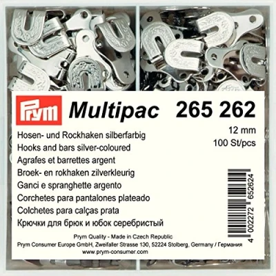 Afbeelding van Prym stalen zilver (12 mm) haken en staven voor een broek rok 1 Stuk