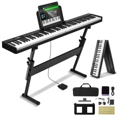 Afbeelding van VEVOR 88 toetsen digitale piano elektrische opvouwbaar toetsenbord Bluetooth MIDI met standaard