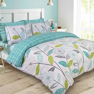 Afbeelding van DREAMSCENE Dekbedovertrek met kussensloop, beddengoedset Allium Tartan Check, 198 x cm, blauwgroen