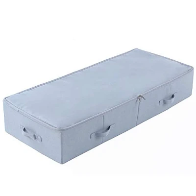 Afbeelding van 100X43X18cm, Jumbo opslagbakken voor onderbedden met 3 zijdige open en 2 ritssluitingen, inklapbaar ademend, lichtgrijs