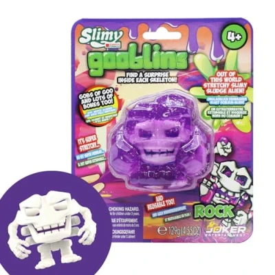 Afbeelding van Slimy Gooblins slijm monster, 100 g, super rekbaar origineel Slime, met grappige griezelige skeletten om te ontdekken en verzamelen, kneedspeelgoed (3 jaar), kleur: rood