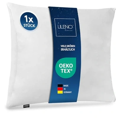 Afbeelding van LILENO HOME Microvezel kussen 80x80 cm Deluxe (1200g vulling) [1 stuk] wasbaar tot 95 graden met ritssluiting hoofdkussen als kussenvulling voor bed decoratief bankkussen