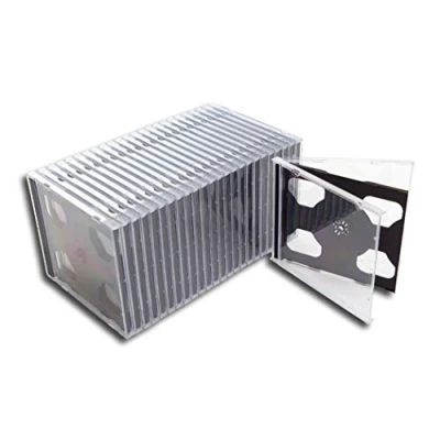 Afbeelding van Dubbele CD lege box smal Protected (25 stuks), glashelder/zwart, Minimalist