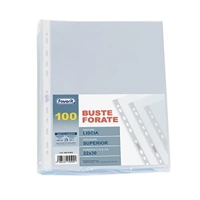 Afbeelding van Favorit Enveloppen, geperforeerd, glanzend, hoge dikte, 22 x 30 cm, 100 stuks, transparant
