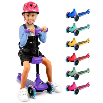Afbeelding van SereneLife Kinderstep 3 Wiel Step Opvouwbare met Verstelbare Hoogte LED Verlichting Verstelbaar Stuur Antislip Voetplaat voor Jongens en Meisjes