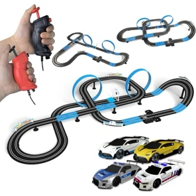 Afbeelding van AGM MASETCH High Speed Series Slot Car Race Track Sets Cars, Renroutes &amp; Accessoires Elektrische racebaan, Dubbele racebaan (8,4 meter lang)