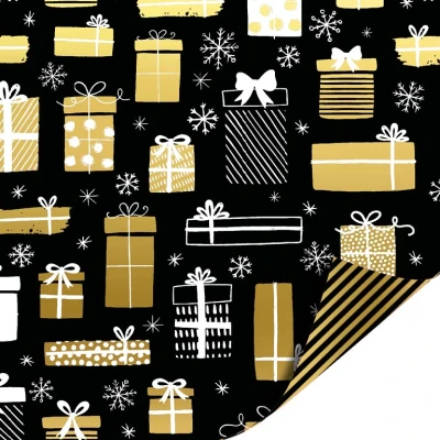 Afbeelding van geschenkpapier Holiday zwart/goud, 50 cm x 100 m