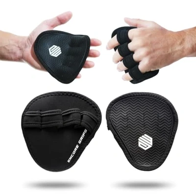 Afbeelding van Griphulpen krachtsport, grippads voor krachttraining, fitness, bodybuilding, pull ups, 1 paar neopreen handgrepen, trainingspads, cross training, trainingshandschoenen (zwart)