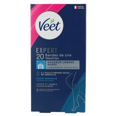 Afbeelding van 3x Veet Expert Koude Waxstrips Benen Sensitive 20 stuks