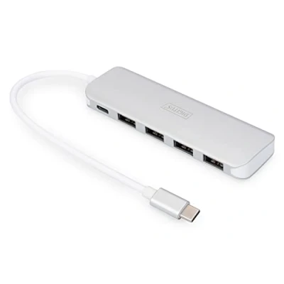Afbeelding van Digitus DA 70242 1 USB 3.2 Gen hub 4 + poorten Met snellaadpoort, C stekker, aluminium behuizing Zilver