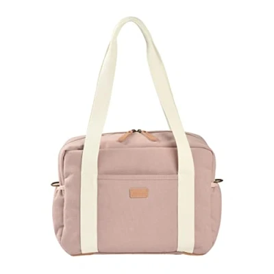 Afbeelding van BÉABA, luiertas voor baby&#039;s, meerdere vakken, 10 zakken, ritssluiting, trolley koffer, schouderriem, koeltas, luieronderlegger, waterafstotend, inhoud 16 l, tas Parijs, poederroze
