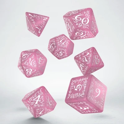 Afbeelding van Elvish Shimmering Pink &amp; White dobbelstenen set van Q Workshop, bordspel