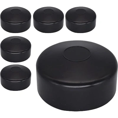 Afbeelding van SKIR&#039;CO (6 stuks) hekpalen, rond 76 mm zwarte kunststof doppen voor ronde omheiningspaalhoezen, zwart RAL 9005 kleur