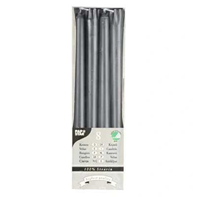 Afbeelding van Conpax Candles Dinerkaarsen/kandelaarkaarsen Nordic 8x stuks zilvergrijs 7 branduren 25 cm