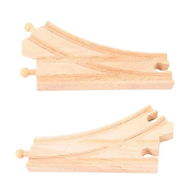 Afbeelding van Bigjigs Houten Treinrails Splitsingen Gebogen 2 stuks