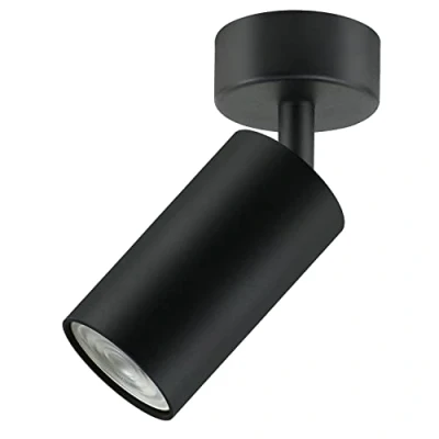 Afbeelding van Maclean MCE451 B Deckenstrahler 1 Flammig 1x GU10 Fassung für LED &amp; Halogen Leuchtmittel bis 35W Deckenleuchte Wandstrahler 55x100mm Drehbar Schwenkbar (1 ohne Leuchtmittel, Schwarz)