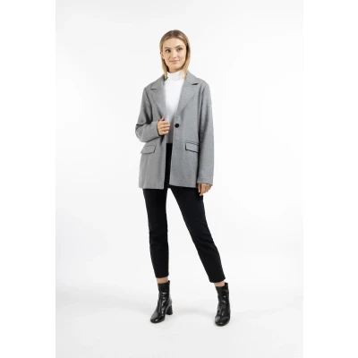 Afbeelding van Lange blazer van wolmix DREIMASTER L / Grijs Melange 75% Polyester 15% Wol 8% Polyacryl 2% Viscose
