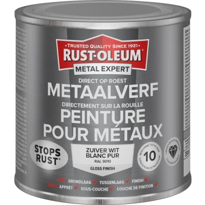 Afbeelding van rust oleum metal expert metaalverf gloss ral 9010 250 ml