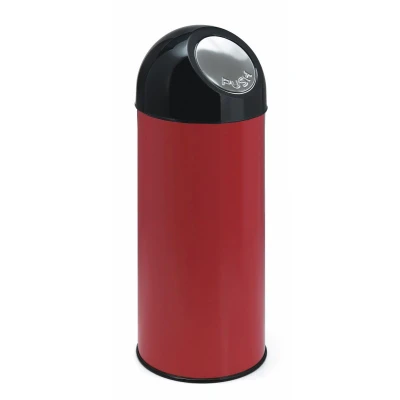 Afbeelding van Afvalbak 55ltr Pushdeksel met onderbak rood/zwart