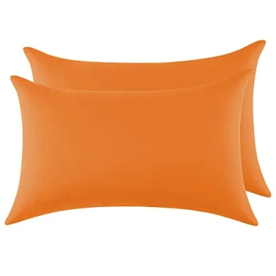 Afbeelding van Kussenslopen voor Tweepersoonsbed van Katoen 40x70 cm 2 Stuks, Set Gecertificeerd Door Oeko TEX In Premium 110GSM, Zacht en Ademend, Hypoallergeen Oranje